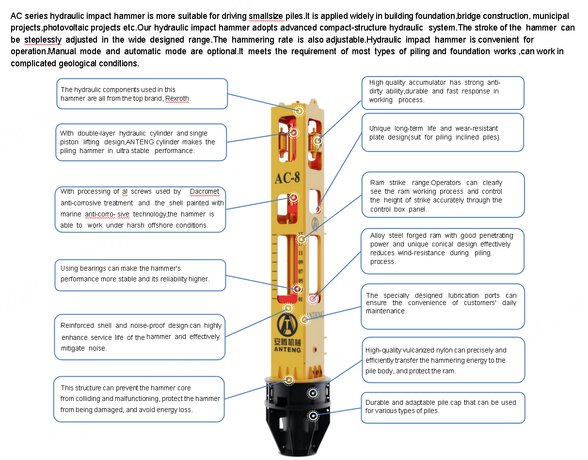 ac3   hard soil foundation pile machine hydraulic impact hammer747-2