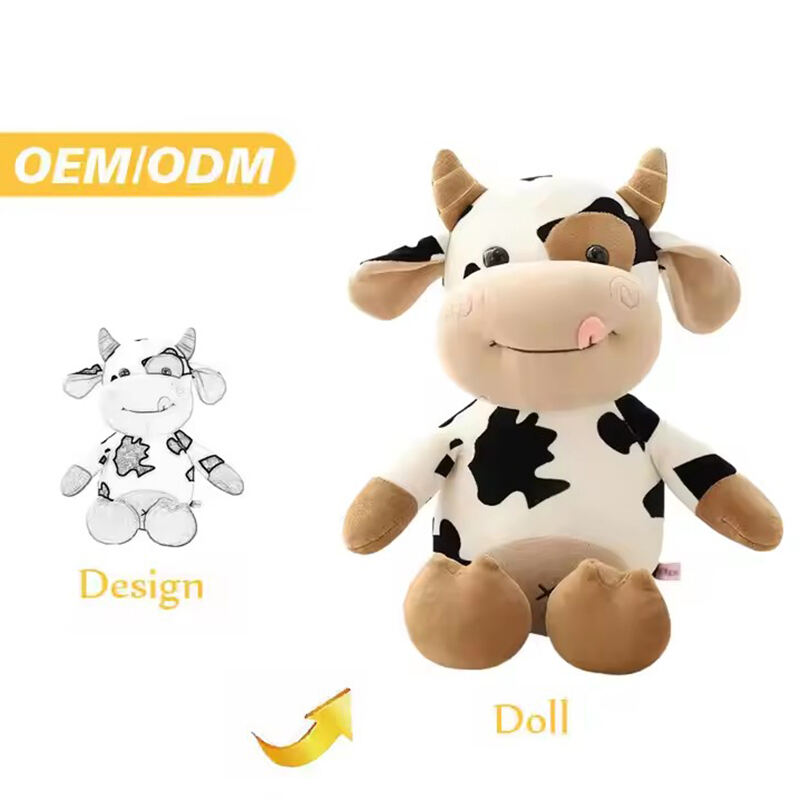 Kinqee Cuddly Cow Calf Plush Toy Odm Oem Clothes Cow Animal Doll Gift for Girls