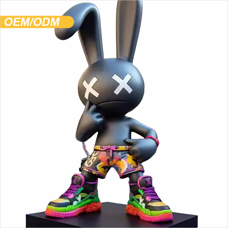 Factory custom Pop Art fiberglass rabbit sculpture large design theme park decoration custom resin crafts garden