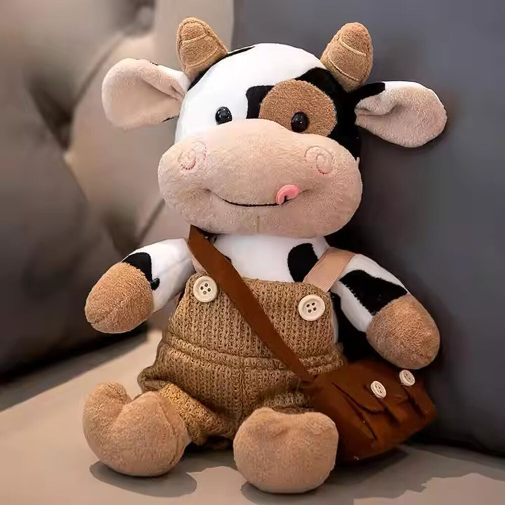 Kinqee Cuddly Cow Calf Plush Toy Odm Oem Clothes Cow Animal Doll Gift for Girls