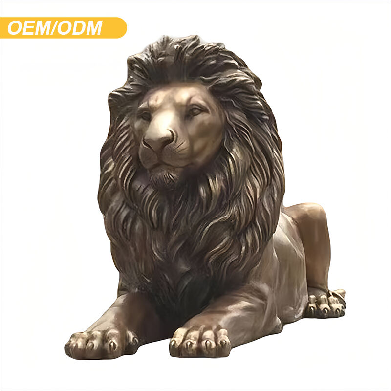 Custom-made Large Bronze Standing lion Statues, Hand-carved Outdoor Garden Ornaments Sculpture Home Decoration