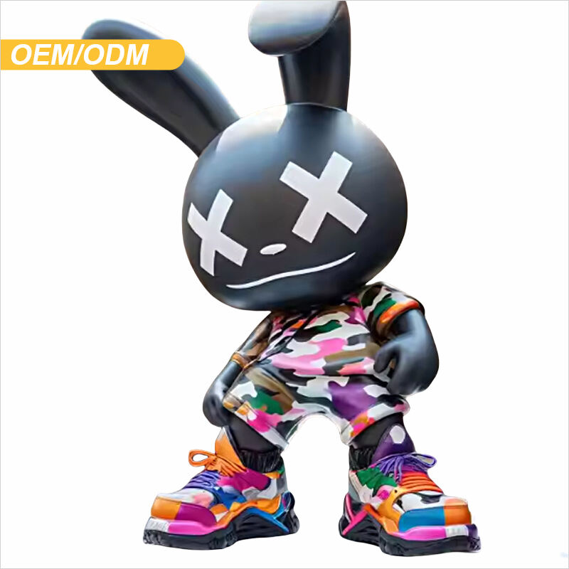 Factory custom Pop Art fiberglass rabbit sculpture large design theme park decoration custom resin crafts garden