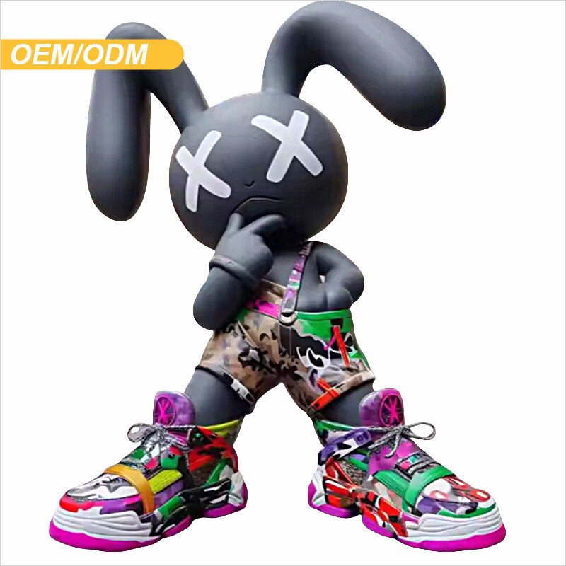 Factory custom Pop Art fiberglass rabbit sculpture large design theme park decoration custom resin crafts garden
