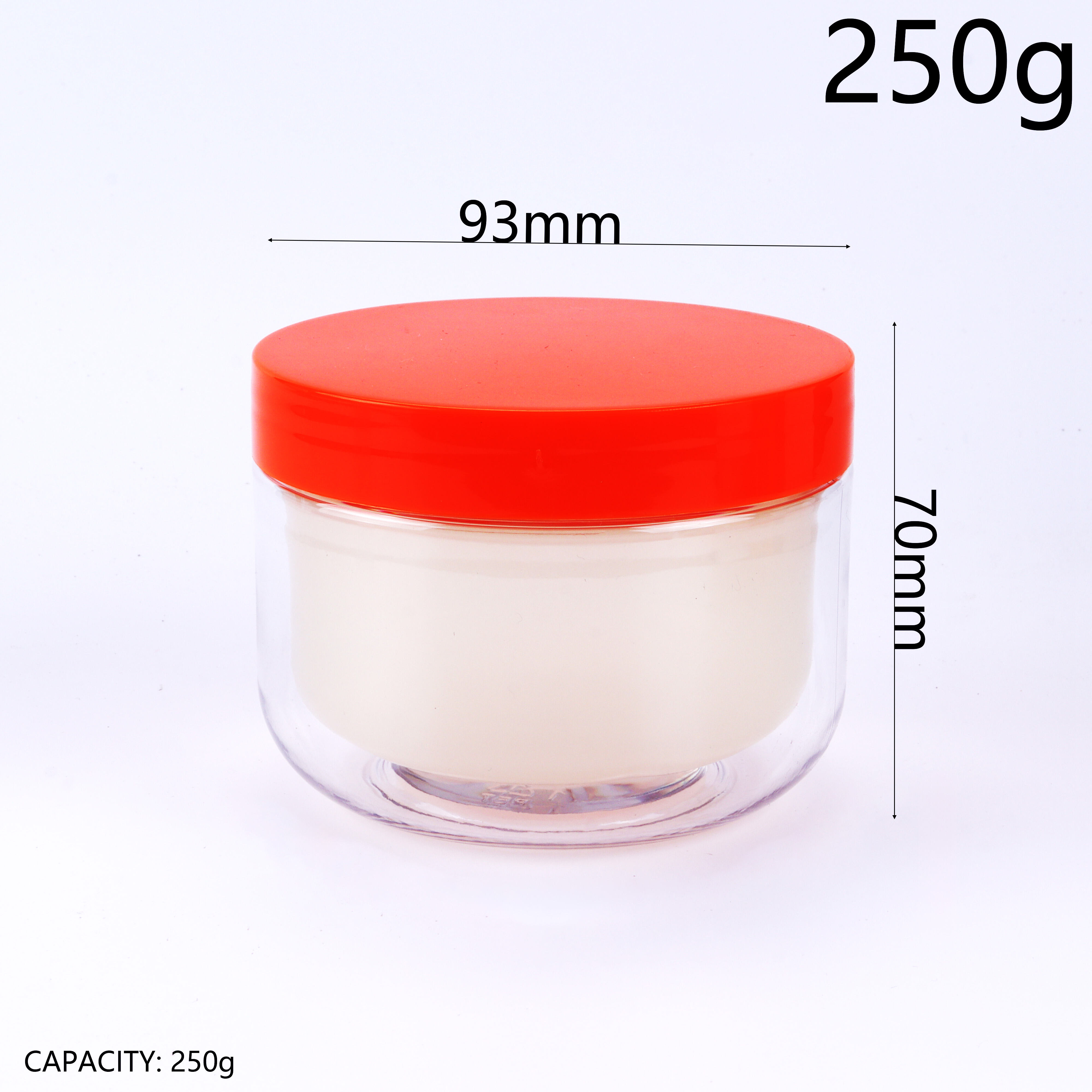 250ml/8oz PET Double-Layer Wide-Mouth Jar, Hot-Fillable Container with Replaceable Inner Liner. BPA-Free Food-Grade, Airtight Leak-Proof Anti-Oxidation, Transparent Body Glossy Cap Multi Colors. Durable Reusable Easy to Clean, For Face Cream, Lotion