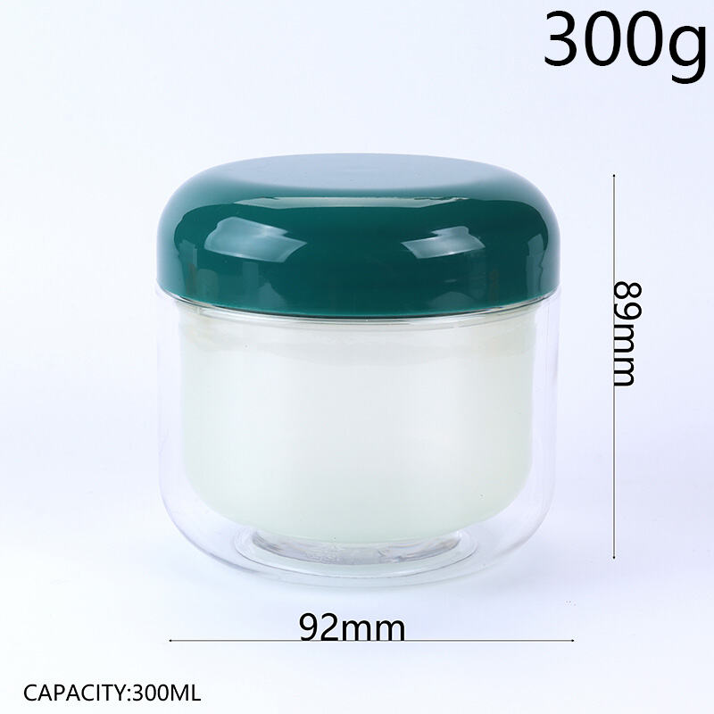 300ml/10oz PET Double-Layer Wide-Mouth Jar, BPA-Free Food-Grade Container with Replaceable Inner Liner. Airtight Leak-Proof Anti-Oxidation, Durable Shatter-Resistant, Reusable Easy to Clean. Transparent Body, Glossy Cap, Multi Colors. For Face Cream