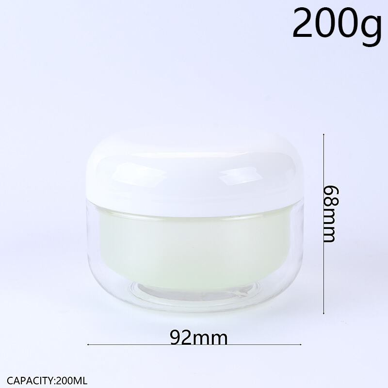 200ml/7oz PET Double-Layer Wide-Mouth Jar, BPA-Free Food-Grade Container with Replaceable Inner Liner. Airtight Leak-Proof Anti-Oxidation, Durable Shatter-Resistant, Reusable Easy to Clean. Transparent Body, Glossy Cap, Multi Colors. For Face Cream,