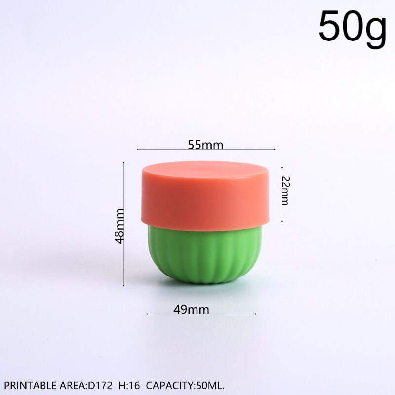 50g 1.7oz PP Pumpkin Shaped Ridge Cream Jar, Wide-Mouth Round Bottom Striped Bowl Airtight Container for Body Scrub, Clay Mask, Hair Mask, Moisturizer Facial Mask, BPA-Free Food-Grade Reusable for Home & Beauty Salon