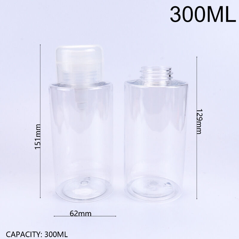 300ml/10oz Clear PET Press Pump Dispenser Bottle, Refillable Empty Cosmetic Container with Dust-Proof Clear Cover, BPA-Free Leak-Proof, Reusable for Makeup Remover, Nail Polish Remover, Cleansing Liquid, Toner, Home Travel Beauty Salon Daily Use