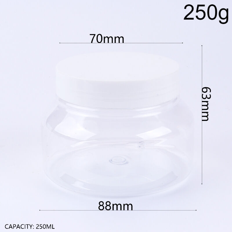 250g/8oz Clear & PET Wide-Mouth Bulbous Cream Jar, Empty Refillable Cosmetic Container with Airtight Screw Lid, BPA-Free Leak-Proof, Reusable for Face Cream, Body Scrub, Hair Mask, Clay Mask, Cleansing Balm, Home Travel Beauty Salon Daily Use