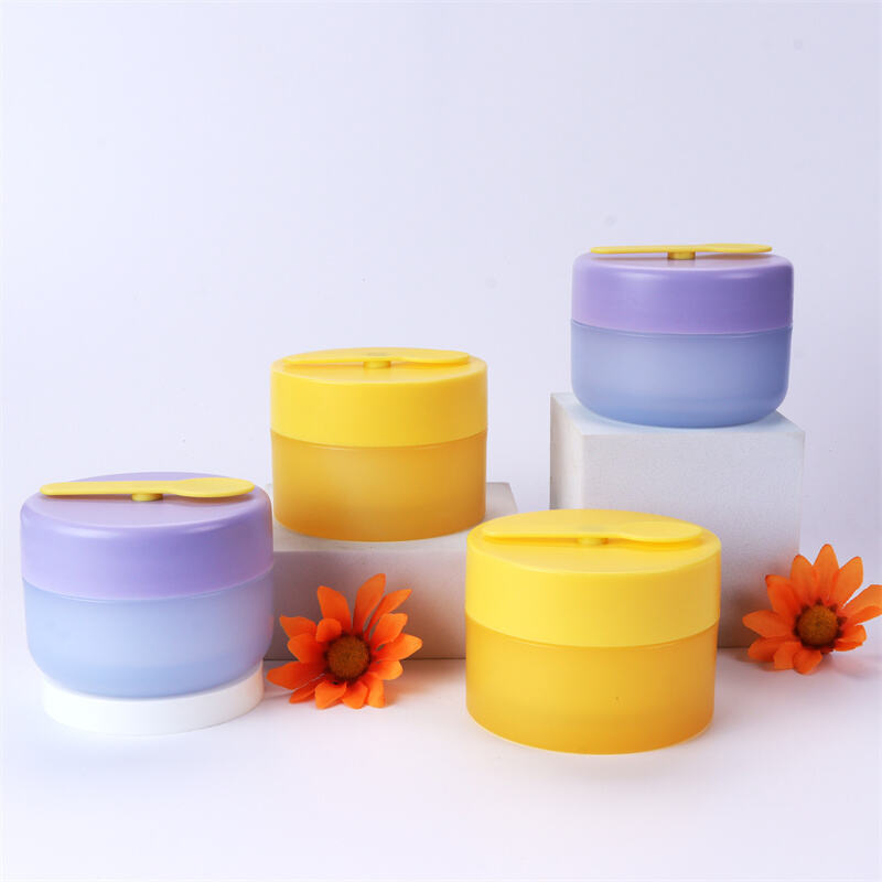 عرض ساخن 100 جم، جرة بلاستيكية لإزالة المكياجين مع ملعقة مغناطيسية قابلة للاستبدال مع حاوية تجميلية شكل أخضر بطانة داخلية