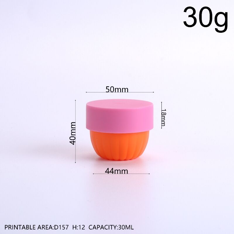 30g 1oz PP Pumpkin Shaped Ridge Cream Jar, Wide-Mouth Round Bottom Striped Bowl Airtight Container for Body Scrub, Clay Mask, Hair Mask, Moisturizer Facial Mask, BPA-Free Food-Grade Reusable for Home & Beauty Salon