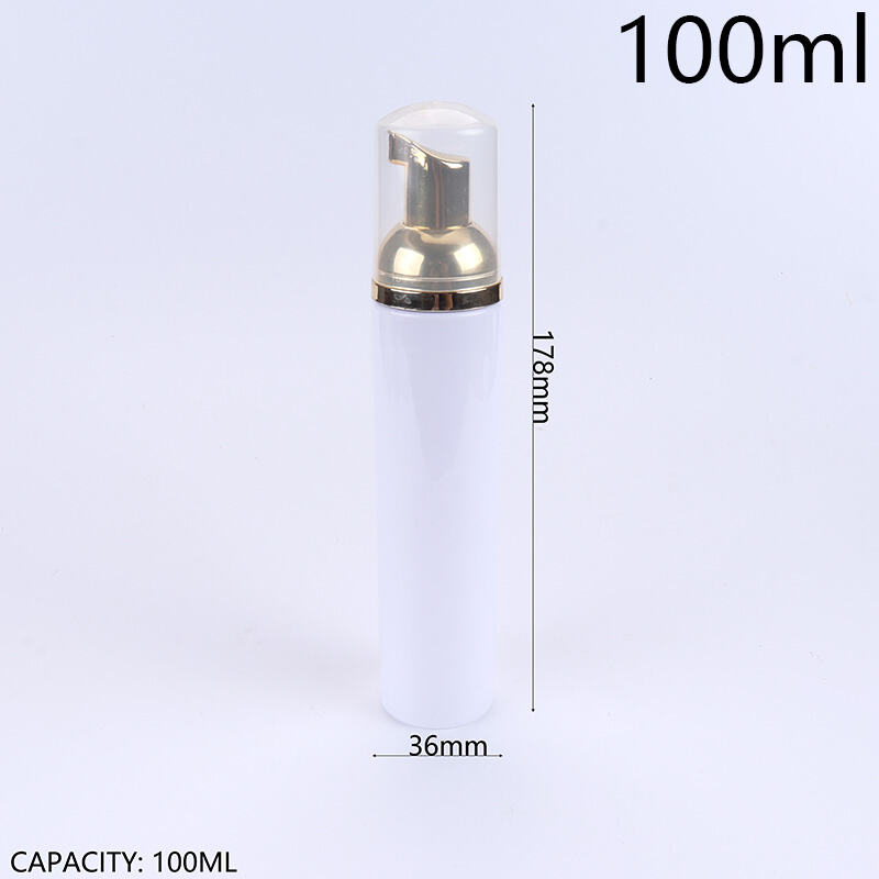 100ml/3.3oz BPA-Free Food-Grade PET Foam Pump Bottle, Empty Facial Cleanser Dispenser. One-Press Fine Foaming, Airtight Leak-Proof, Glossy Cylindrical Design. Lightweight Portable, Durable Shatter-Resistant, Reusable Easy to Clean. For Mousse, Hand Wash