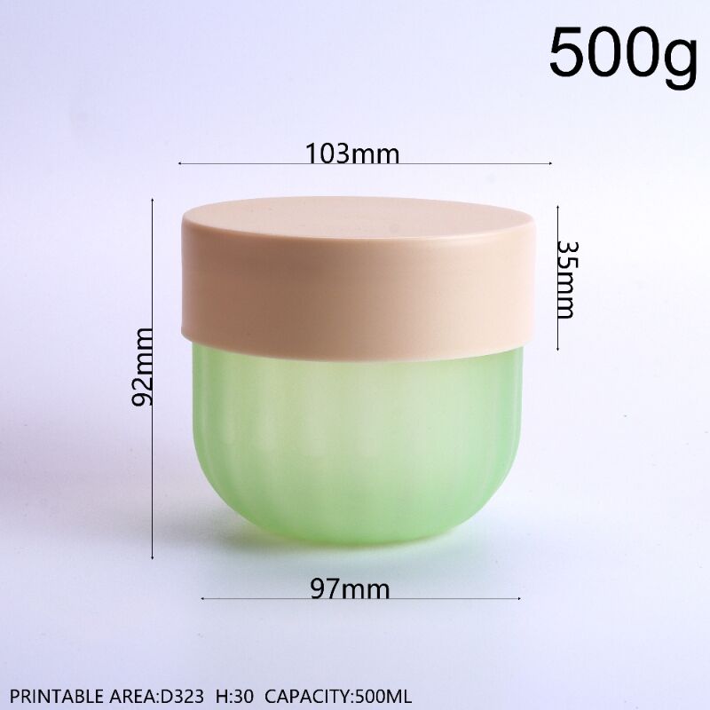 500g/17oz PP Pumpkin Shaped Ridge Cream Jar, Wide-Mouth Round Bottom Striped Bowl Airtight Container for Body Scrub, Clay Mask, Hair Mask, Moisturizer Facial Mask, BPA-Free Food-Grade Reusable for Home & Beauty Salon