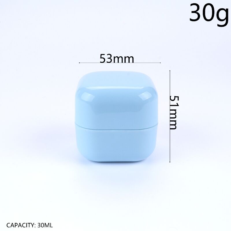 30ml/1oz PP Square Rounded Corner Cream Jar, Glossy Light Blue Double-Layer Container with Inner Plug. BPA-Free Food-Grade Wide-Mouth, Airtight Leak-Proof Anti-Oxidation, Reusable Durable. For Face Cream, Hand Cream, Hair Wax, Clay Mask, Skincare,