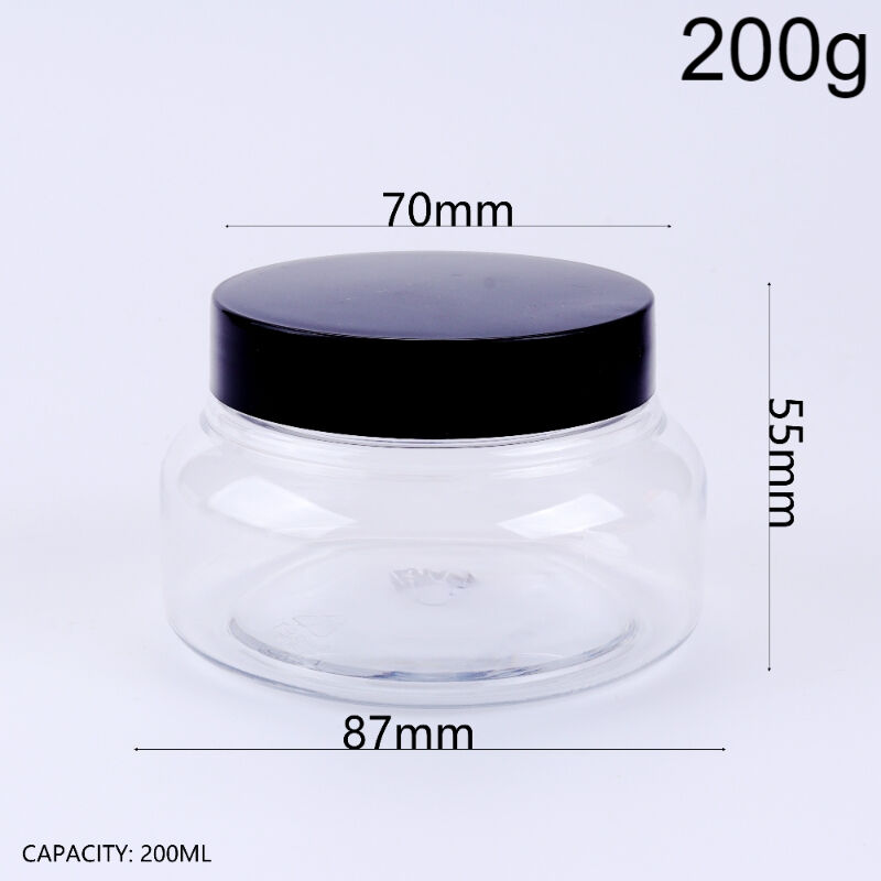 200g/6.7oz Clear & PET Wide-Mouth Bulbous Cream Jar, Empty Refillable Cosmetic Container with Airtight Screw Lid, BPA-Free Leak-Proof, Reusable for Face Cream, Body Scrub, Hair Mask, Clay Mask, Cleansing Balm, Home Travel Beauty Salon Daily Use