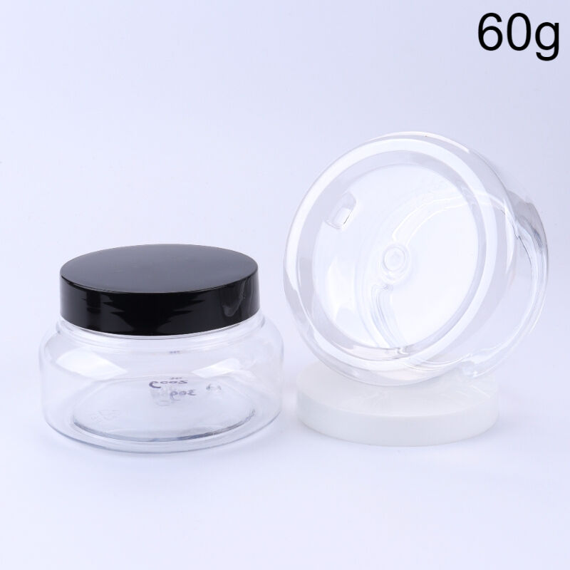60g/2oz Clear & PET Wide-Mouth Bulbous Cream Jar, Empty Refillable Cosmetic Container with Airtight Screw Lid, BPA-Free Leak-Proof, Reusable for Face Cream, Body Scrub, Hair Mask, Clay Mask, Cleansing Balm, Home Travel Beauty Salon Daily Use