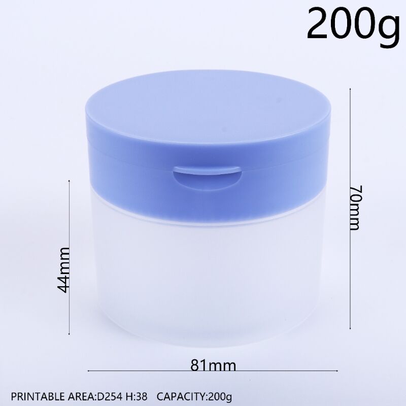 200ml/6.7oz Round Wide-Mouth Flip-Top Jar. BPA-Free Food-Grade PP, Airtight Leak-Proof Anti-Oxidation. Frosted Transparent, Shatter-Resistant, Easy to Use & Clean, Reusable. For Cleansing Balm, Clay Mask, Scrub, Cream. Portable Travel,