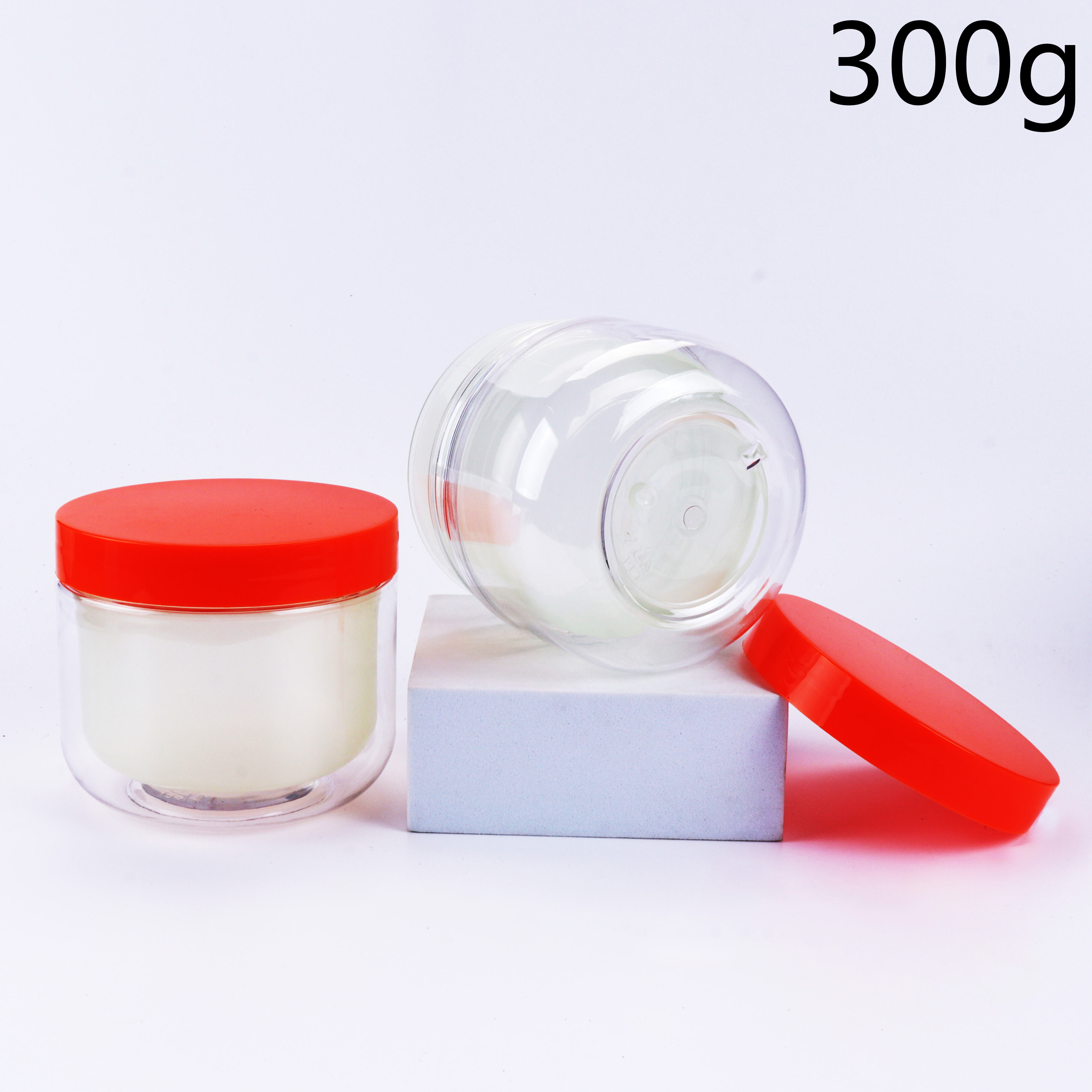 300ml/10oz PET Double-Layer Wide-Mouth Jar, Hot-Fillable Container with Replaceable Inner Liner. BPA-Free Food-Grade, Airtight Leak-Proof Anti-Oxidation, Transparent Body Glossy Cap Multi Colors. Durable Reusable Easy to Clean, For Face Cream, Lotion