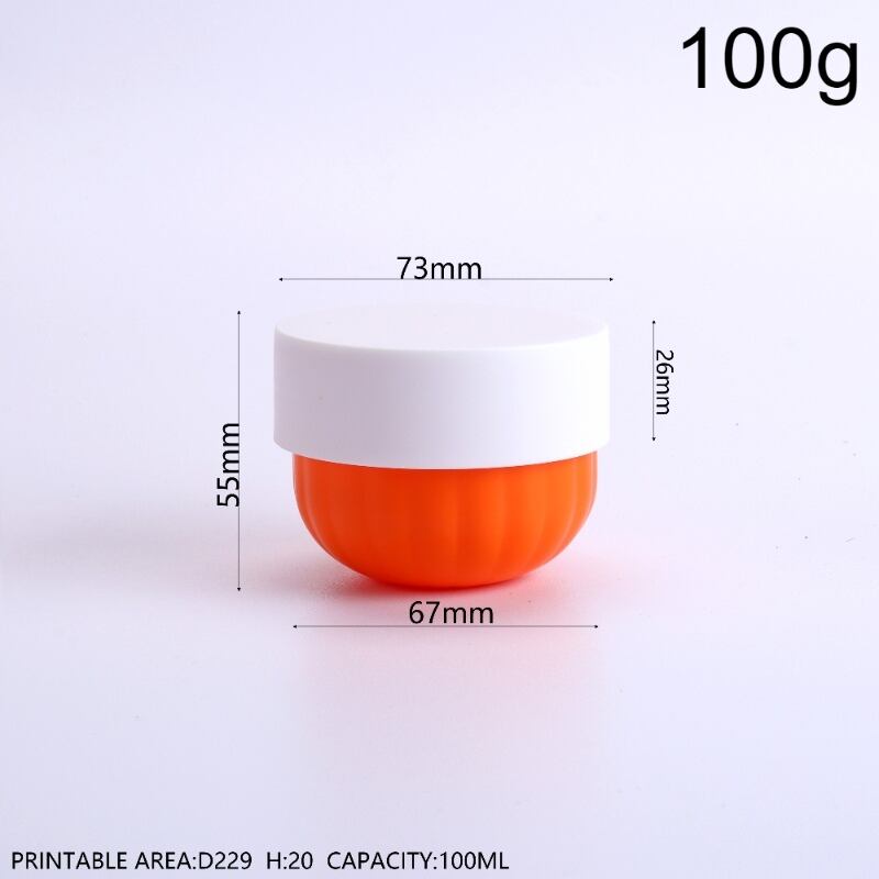 100g 3oz PP Pumpkin Shaped Ridge Cream Jar, Wide-Mouth Round Bottom Striped Bowl Airtight Container for Body Scrub, Clay Mask, Hair Mask, Moisturizer Facial Mask, BPA-Free Food-Grade Reusable for Home & Beauty Salon