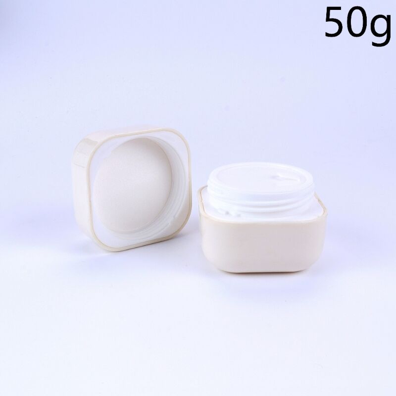 50ml/1.7oz PP Square Rounded Corner Cream Jar, Glossy Light Blue Double-Layer Container with Inner Plug. BPA-Free Food-Grade Wide-Mouth, Airtight Leak-Proof Anti-Oxidation, Reusable Durable. For Face Cream, Hand Cream, Hair Wax, Clay Mask, Skincare,
