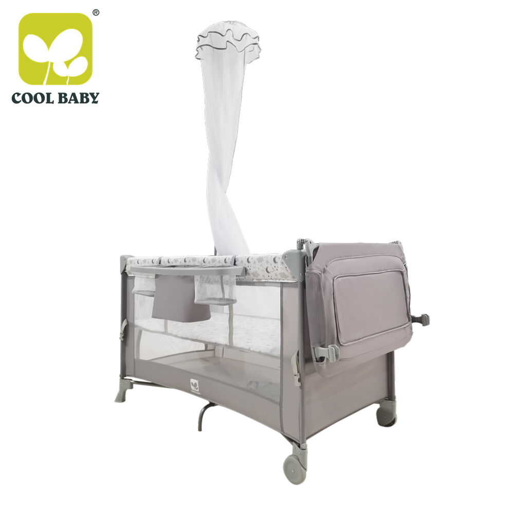 P916202 Cool Baby รั้วเล็กสำหรับเด็กทารกแบบติดตั้งด้วยการคลิกเพียงครั้งเดียว แข็งแรงทนทาน พร้อมผนังตาข่ายระบายอากาศได้ดี