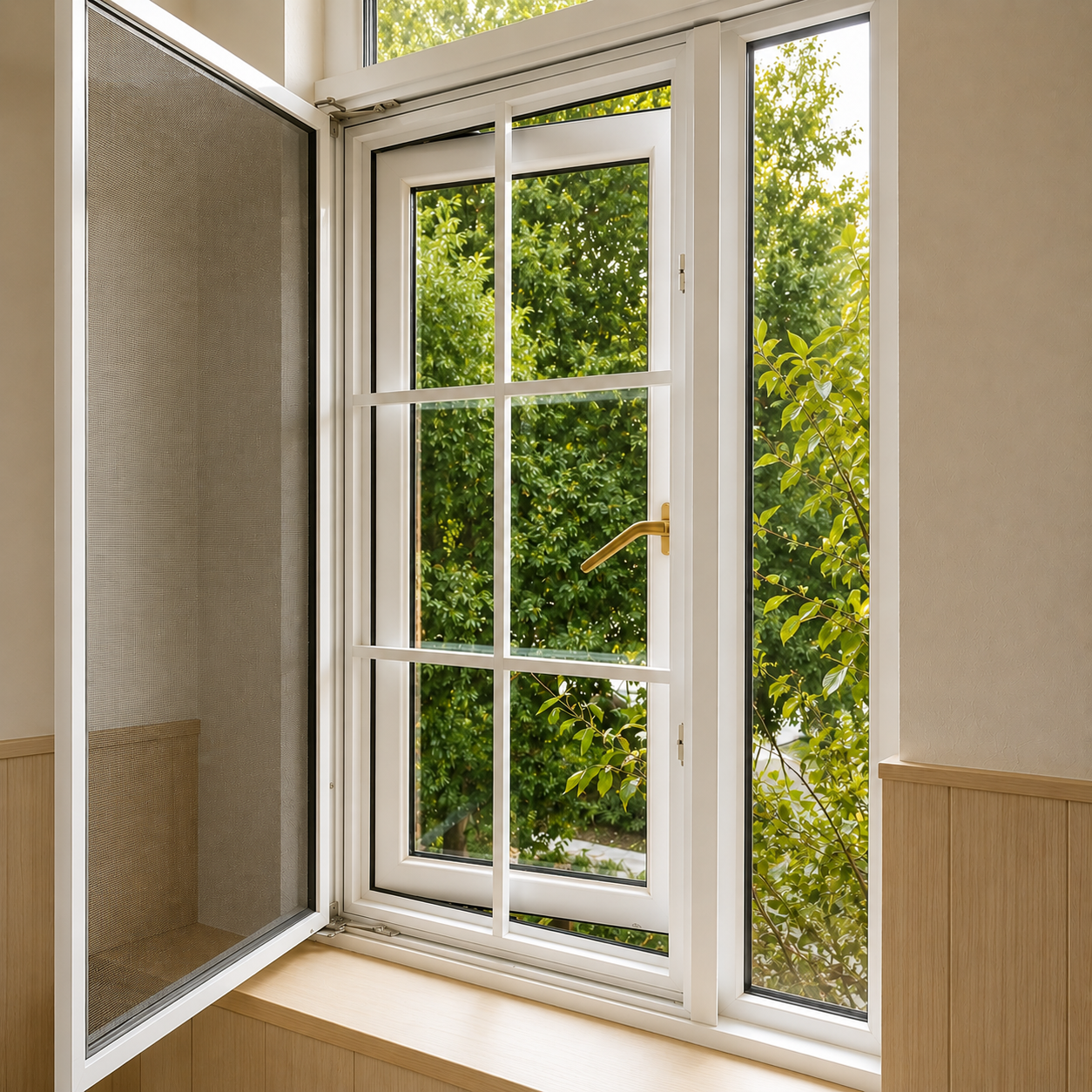 fenêtre à battant en uPVC renforcé d'acier de la série 60