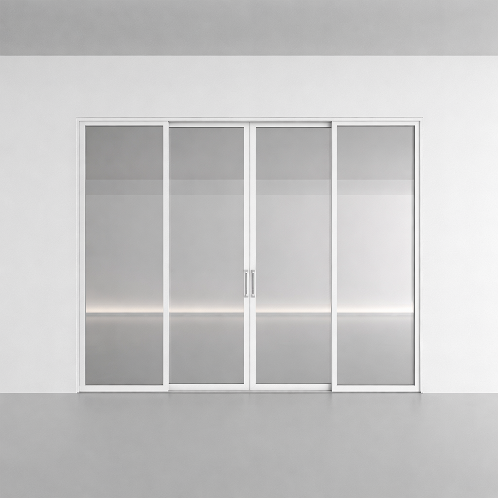 puerta corredera interior de aluminio con marco estrecho de la serie 45