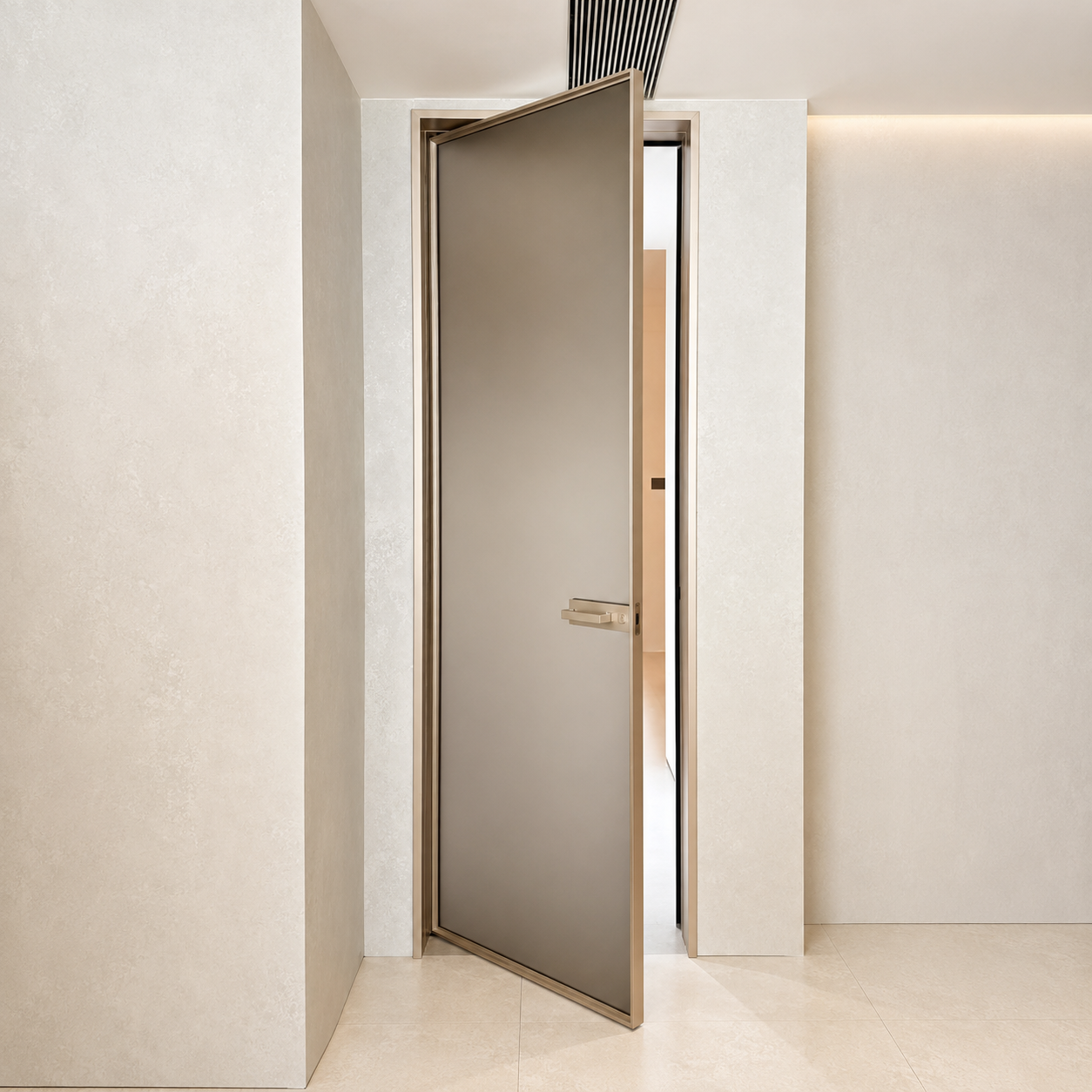 1. Porta de vidro abatible de aluminio ultraestreita