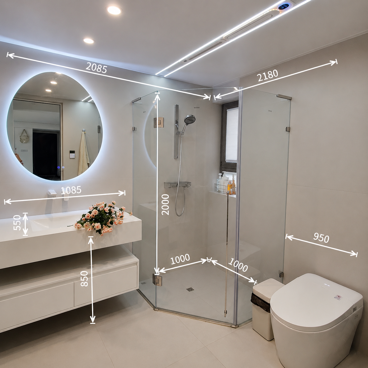 Neo-Hoek Swaai-Glas Douche-omhulsel