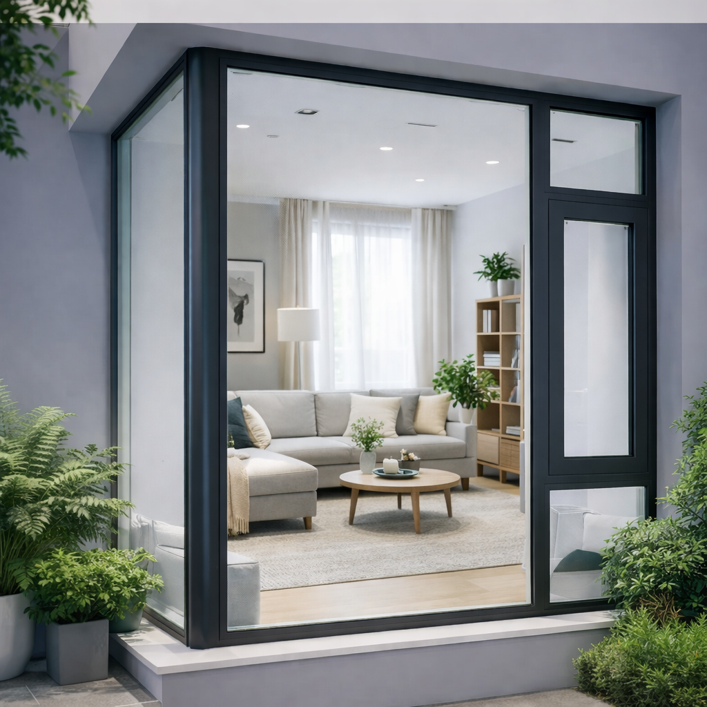 fenêtre en aluminium fixe et à battants du système 1008