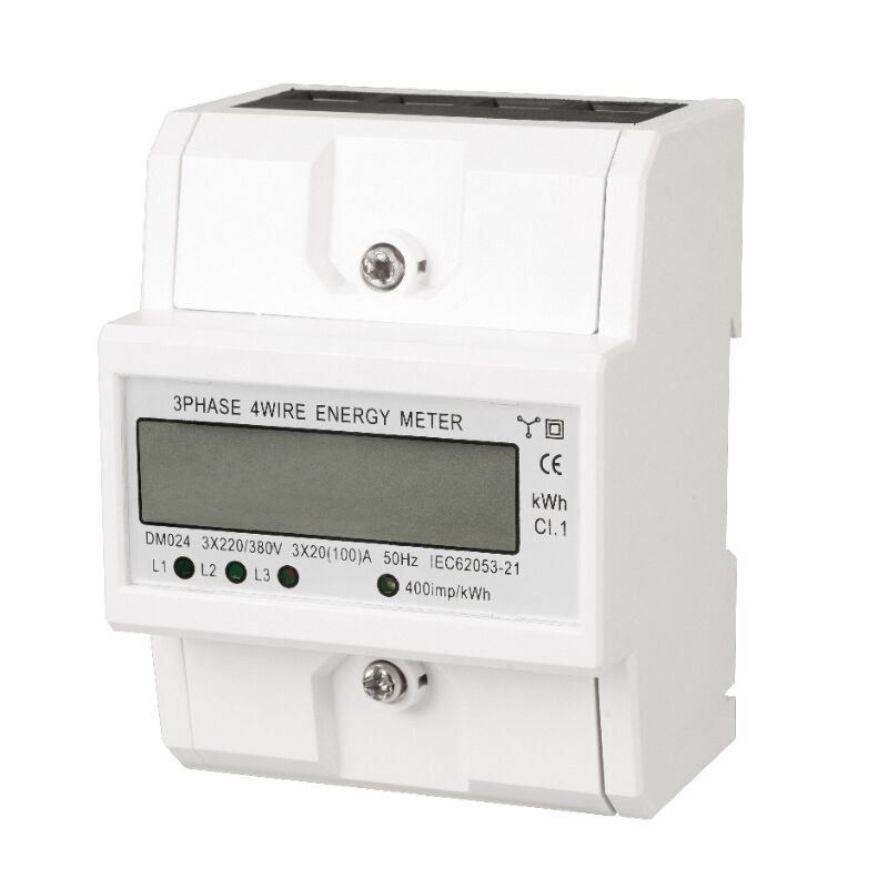 LCD Digital Three Phase 4P Multi function Energy Meter with KWH Measurement DIN Rail Mount