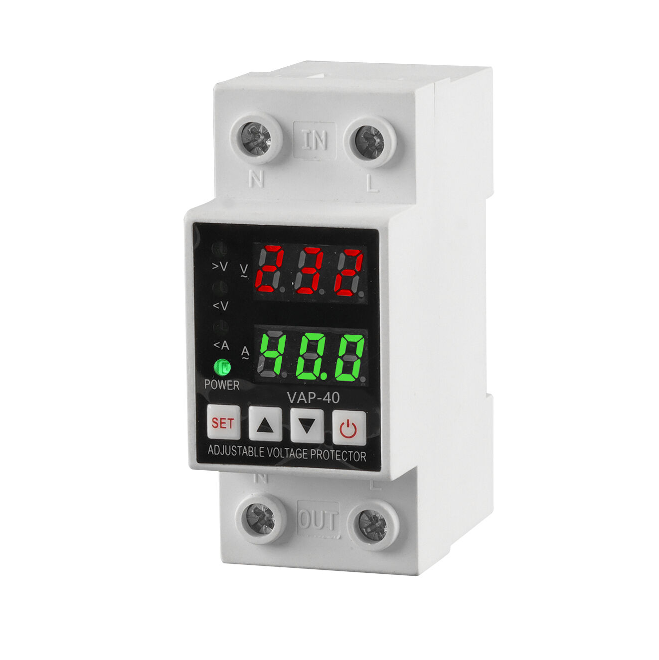 Single-phase Industrial Over and Undervoltage Protector 220V AC Electronic Overload Protection Made of PC for SVC Use