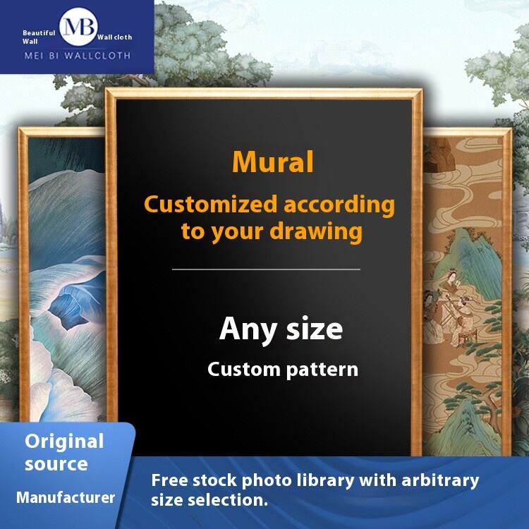 Custom Heat-Transfer Decorative Paintings for Living Room - Grand and High-End Wall Art, Seamless Fabric Murals of Landscape Paintings for Office Sofa Background Walls