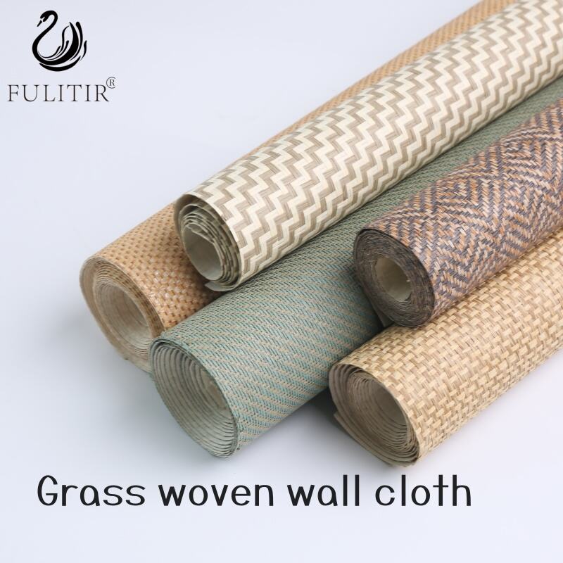 Grass woven wallpaper with high-end feel, natural and environmentally friendly three-dimensional wallpaper, non self-adhesive thick sisal rattan stickers, manufacturer wholesale