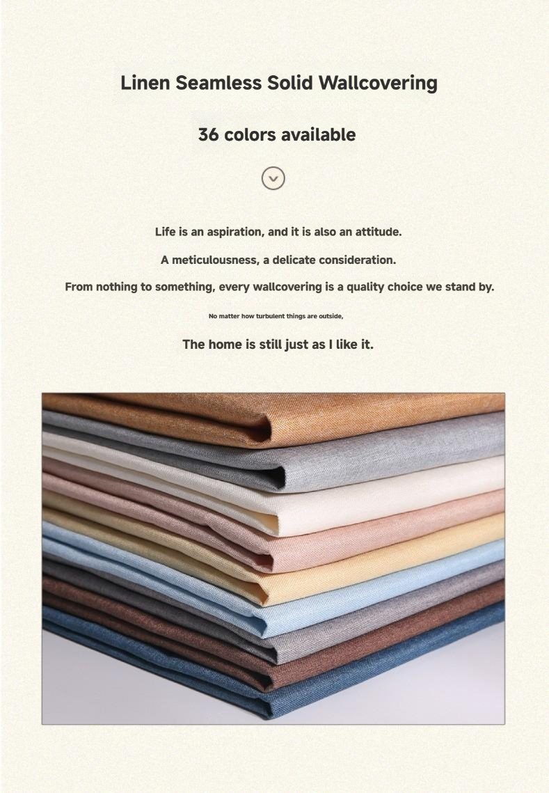Hotel Project Linen Solid-Color Wallcovering - For Bedroom & Living Room, Premium Texture, Seamless Full-House Coverage, Direct from Manufacturer (Wholesale Available)