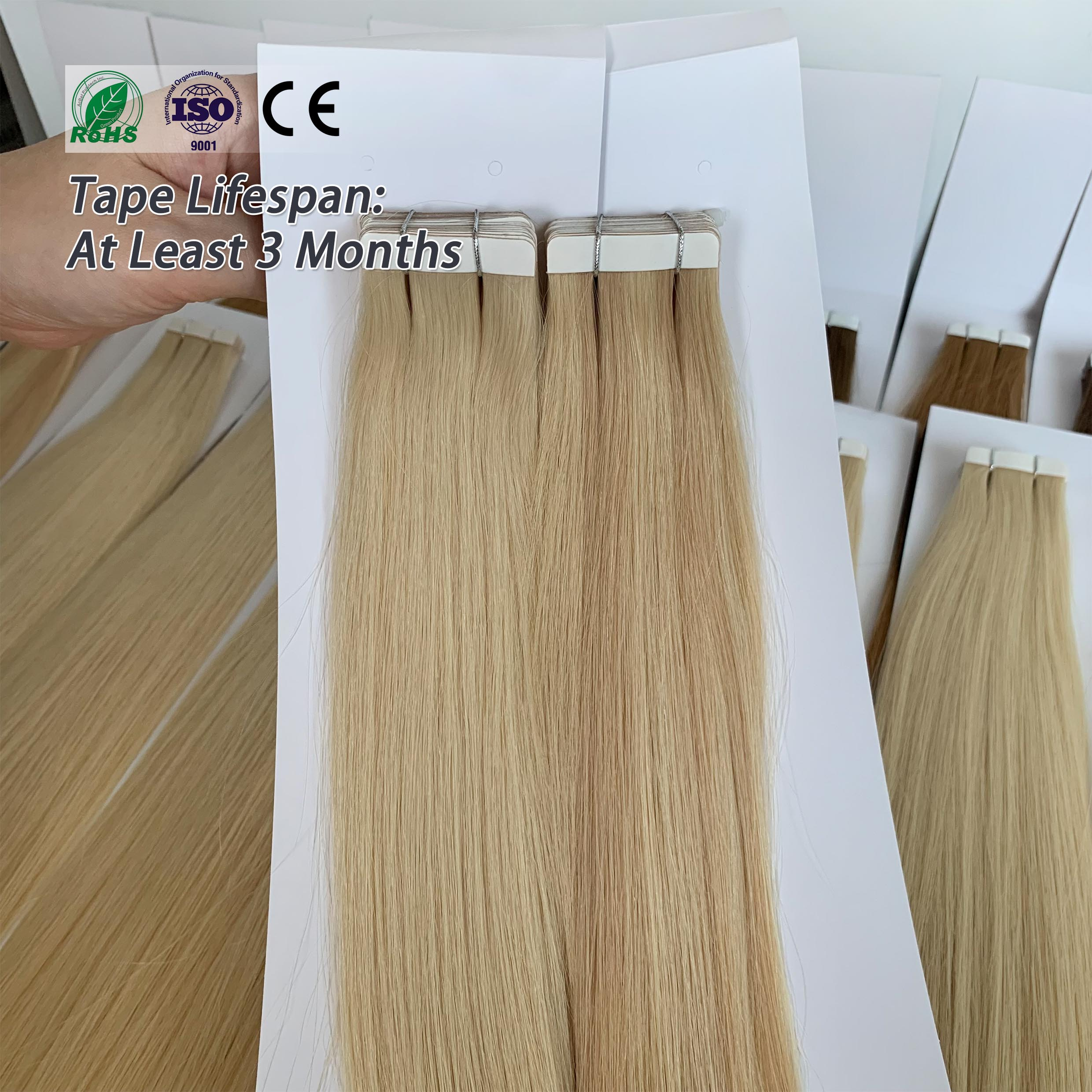 Top Quality Tape in Hair Extensions European Remy Human Hair Straight Tangle-Free Tape Hair