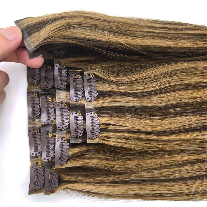 Double Drown European Remy Human Hair Seamless Pu Clip in Hair Extension Clip in Hair Nearby