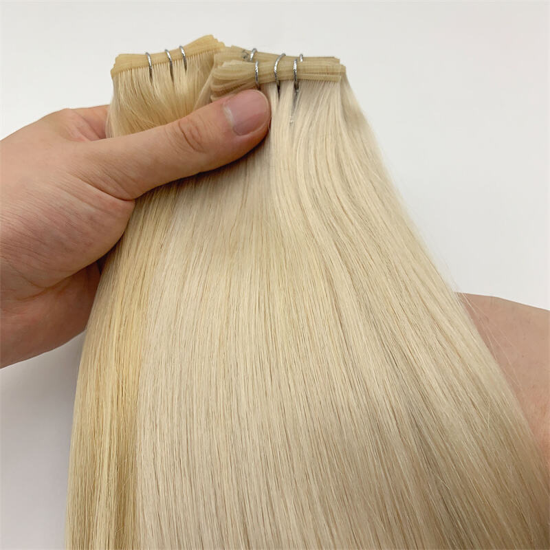 Latest Color European Hair Genius Weft Invisible Smooth and Easy-to-Cut Genius Weft Human Hair Extensions in Light Color
