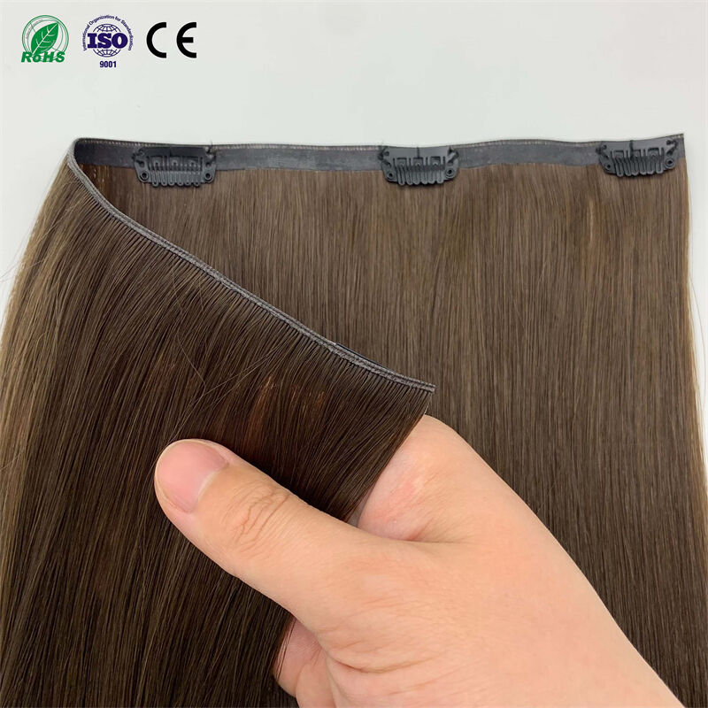 Manufacturing Wholesale Super Double Drawn Remy Human Unprocessed Raw Hair PU Invisible Seamless Clip in Hair Extension