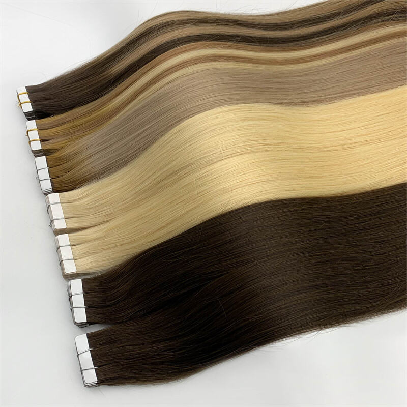 Fasimei Ready to Ship 100% Chinese Remy Hair Extensions Tape In Balayage Colors Straight Soft Human Hair Extension