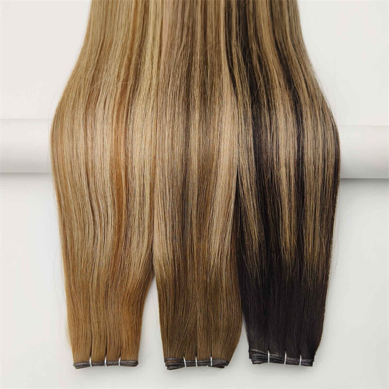 Real European Genius Weft Virgin Remy Cuticle Aligned Genius Weft Extension Double Drawn Human Hair Weft Hair Extensions