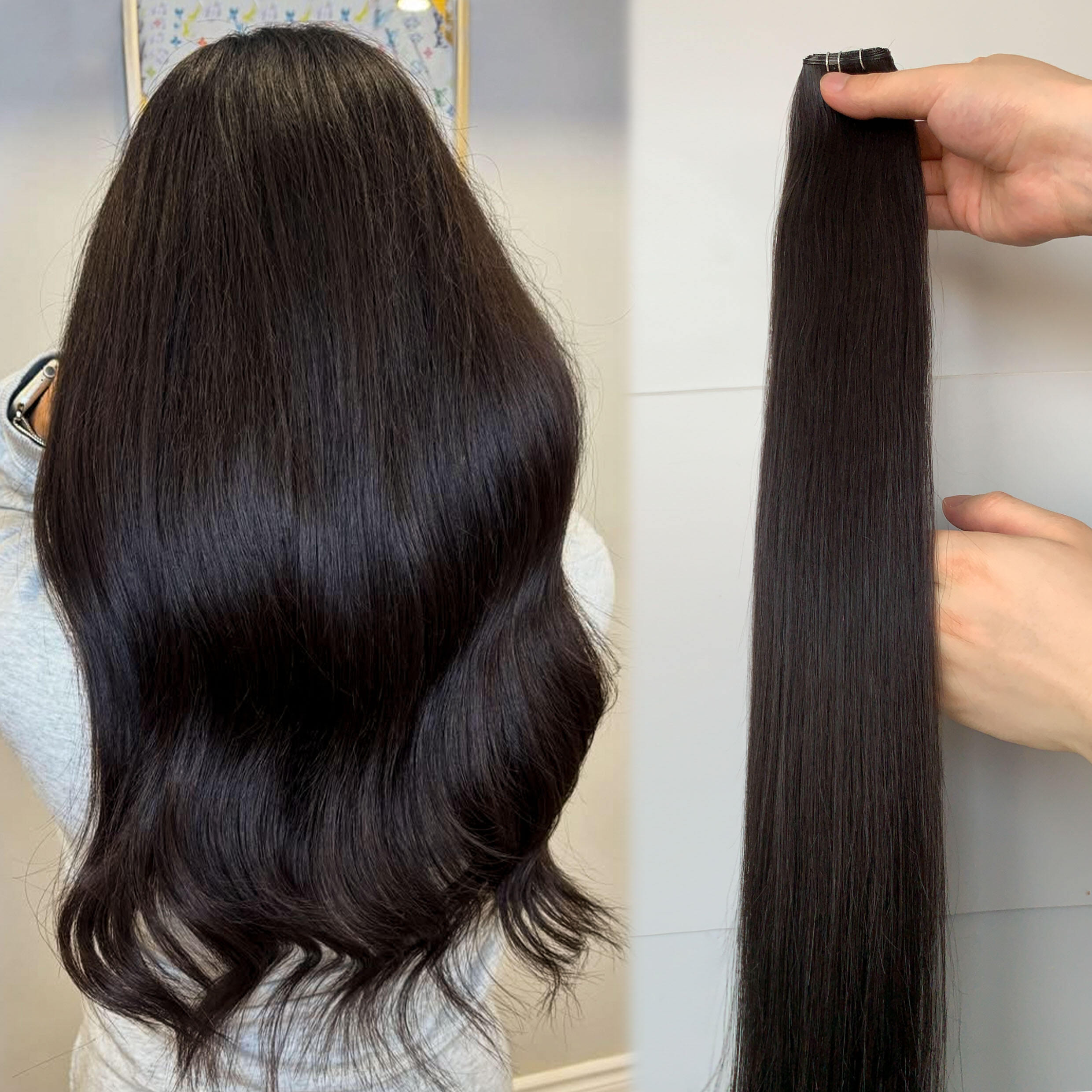 Factory Wholesale 2026 Hot Sale Double Drawn No Return Hair 100%Human Virgin Natural Hair Genius Weft Hair Extension