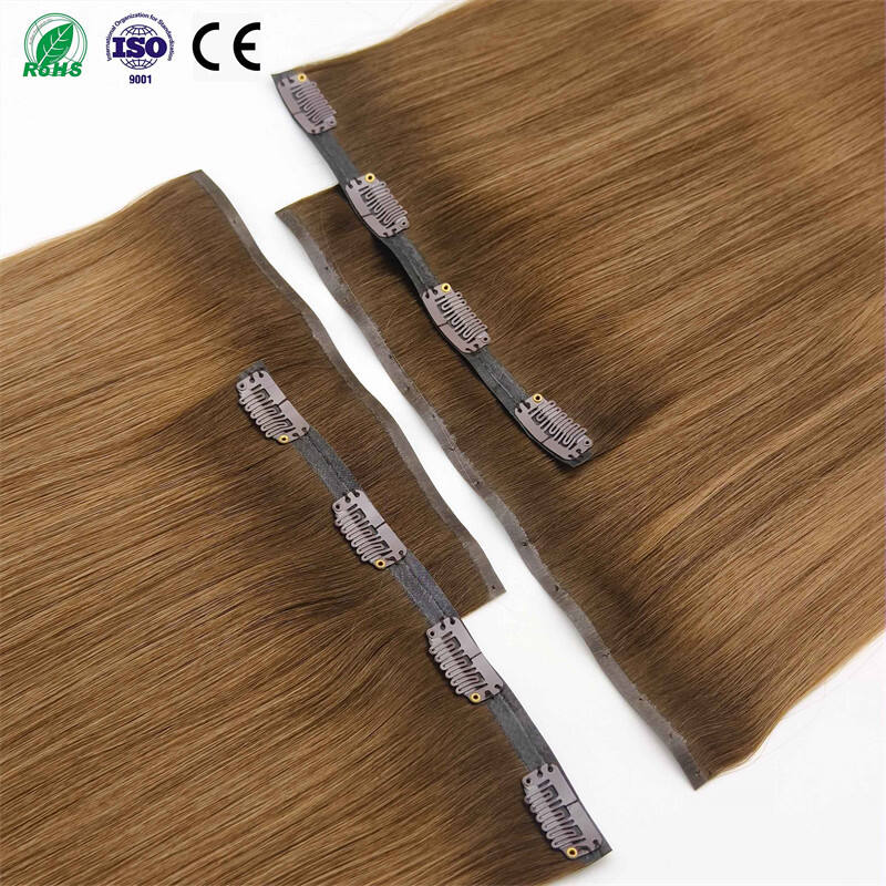 Fasimei PU Clip In Hair Wholesale Price Cuticle Aligned Hair Products Seamless Clip in Hair Extensions
