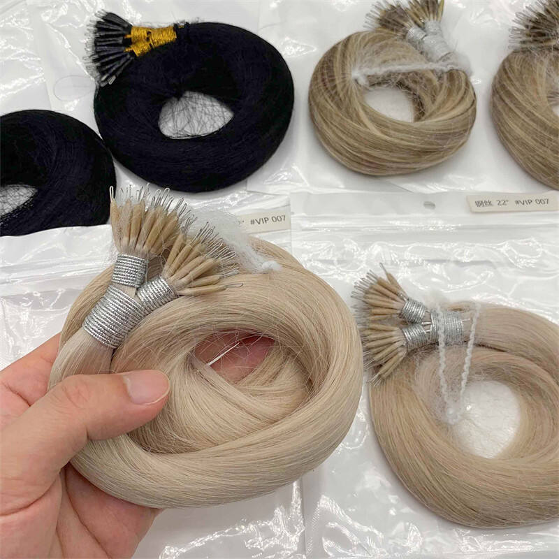Hair Manufacturer Wholesale Super Double Drawn Top Unprocessed Natural Virgin Indian Keratin Nano Ring Hair Extension