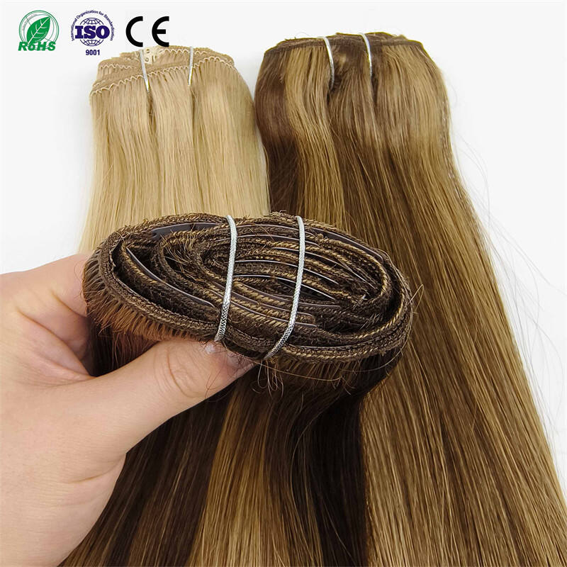 2025 Fasimei Wholesale Double Drawn European Blonde Bayalage Remy Cuticle Aligned Clip in Human Hair Extension