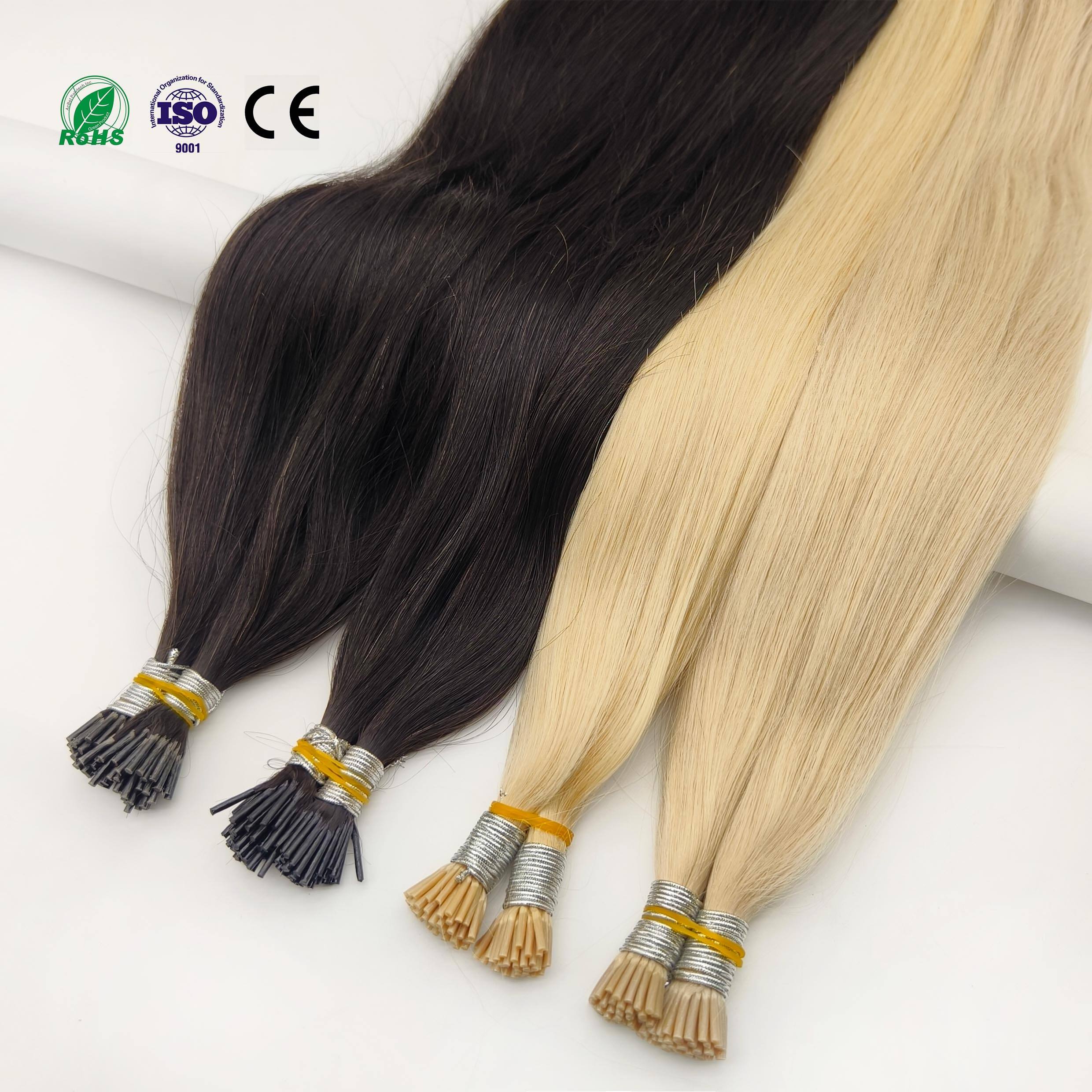 Wholesale Factory Price 100 Human European Hair Double Drawn Straight Prebonded I Tip Hair Extensions Near By  1g/Strand