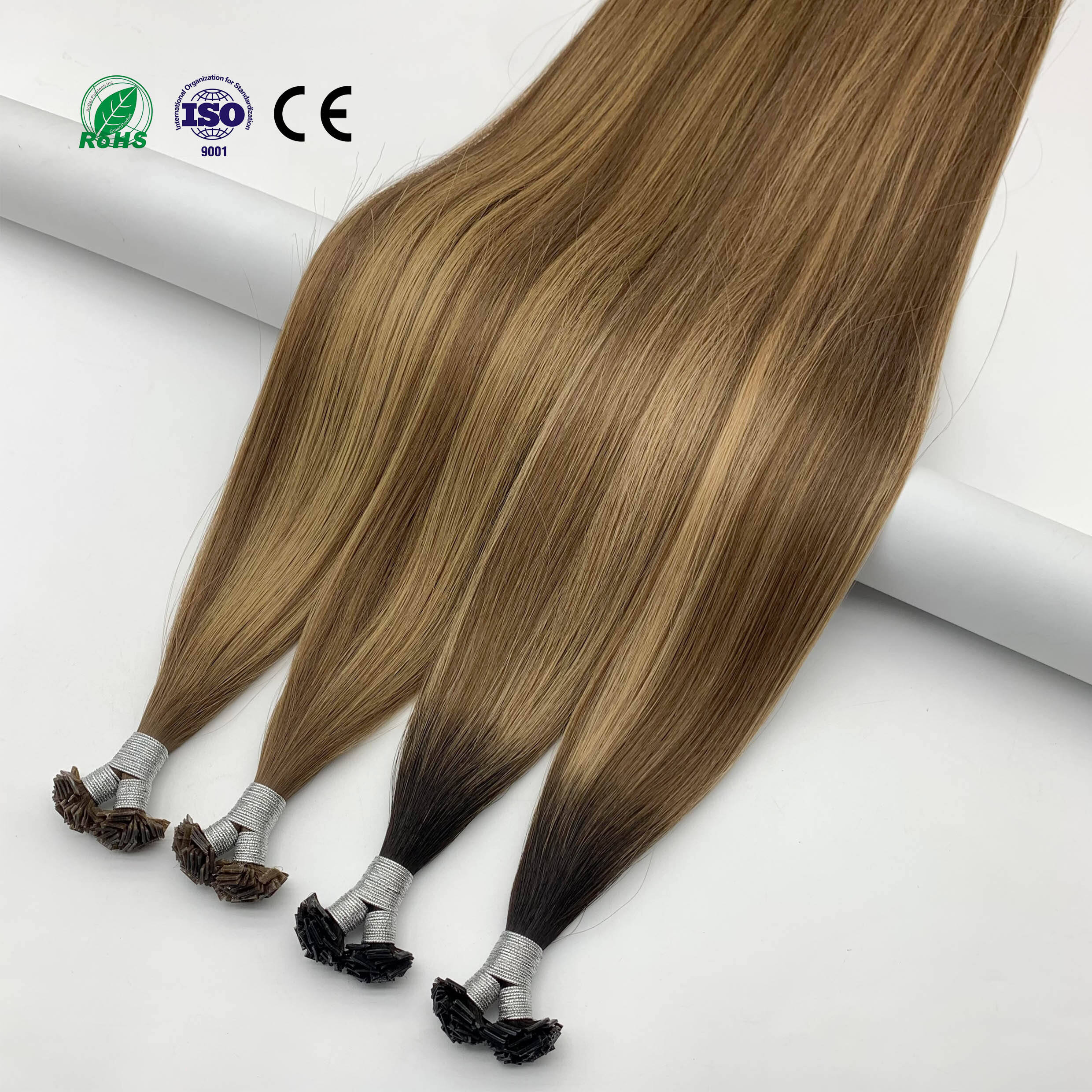 2025 Hot Selling Ombre Balayage Mini Keratin K Flat Tip Hair Extension Soft Healthy Human Hair Super Double Drawn Small Size 2*8mm 0.5 Gram Per Piece