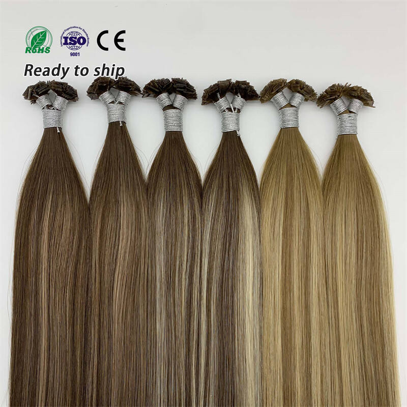 High Quality Cuticle Aligned Double Drawn Keratin Tips Stock Straight Style Remy European Hair Extensions Flat Tip Extensions