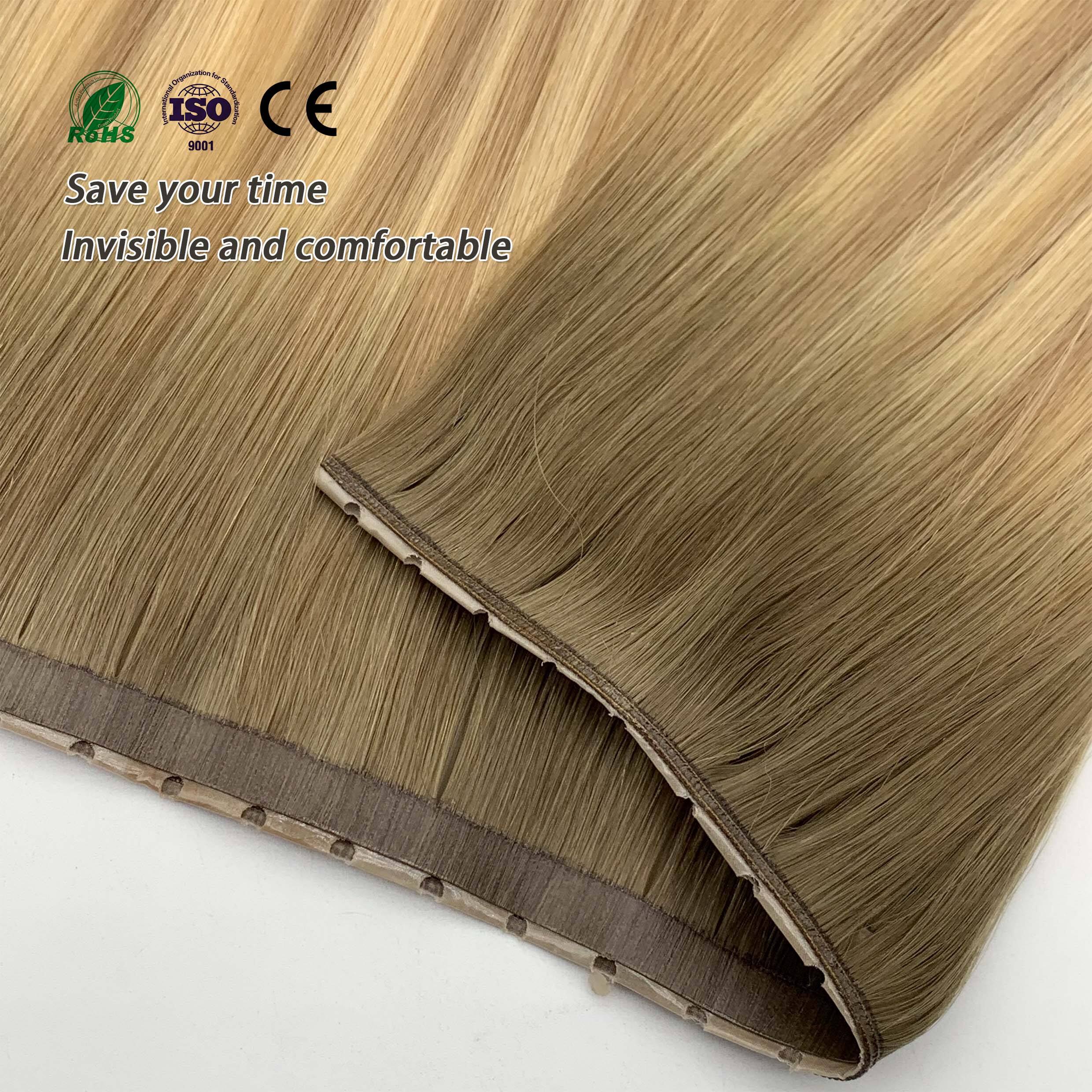Fasimei Invisible Butterfly XO Weft Hair Extensions Light Color Human Hair Extensions With Double Weft Genius Hole Weft