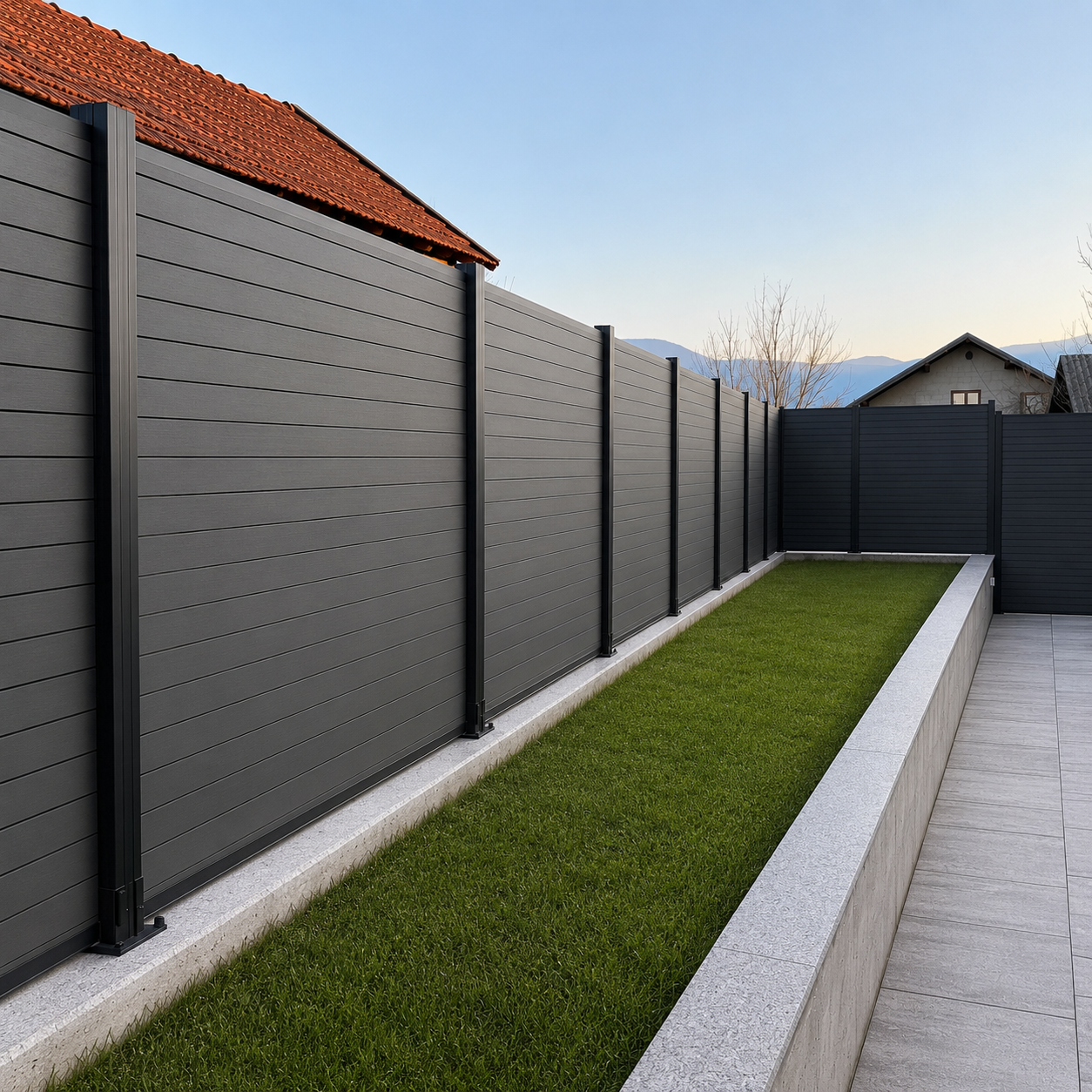 Beautiful Black WPC Fence Installation in Bosnia – Precision Craftsmanship with Modern Composite Design